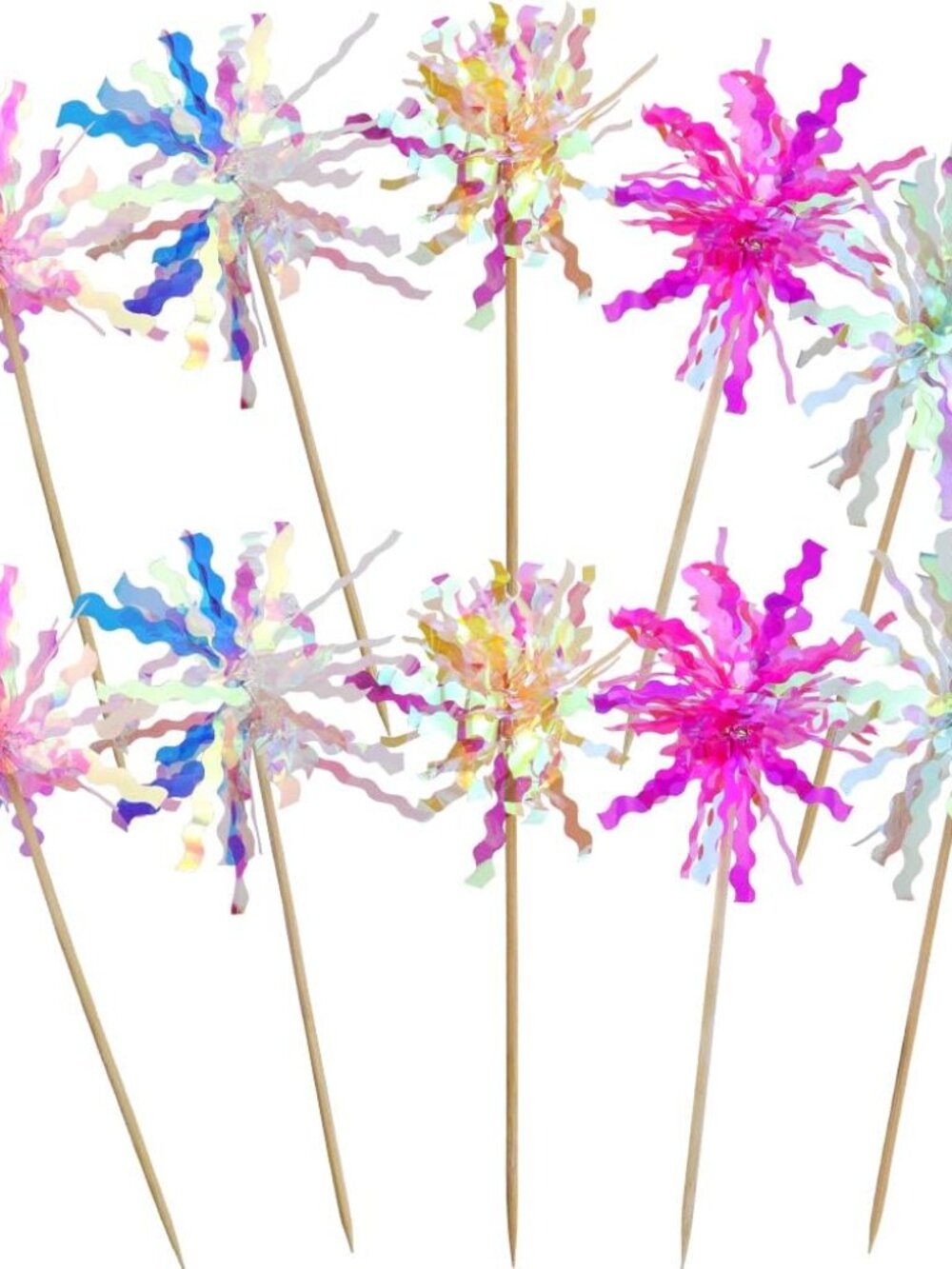 10 Pcs Happy Birthday Toppers, Sparkle Foil Cupcake Picks for Party